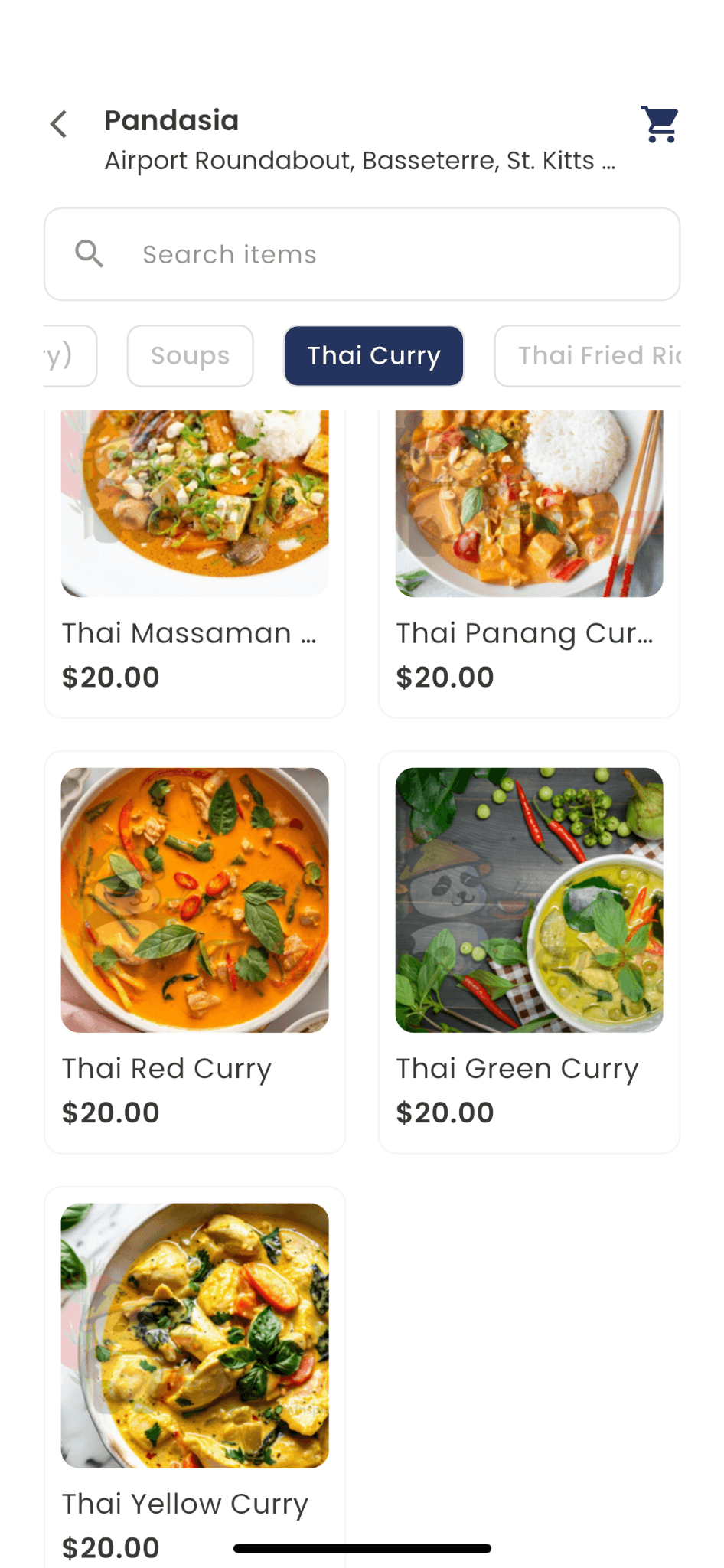 Tote’s mobile ordering interface with restaurant menu browsing.