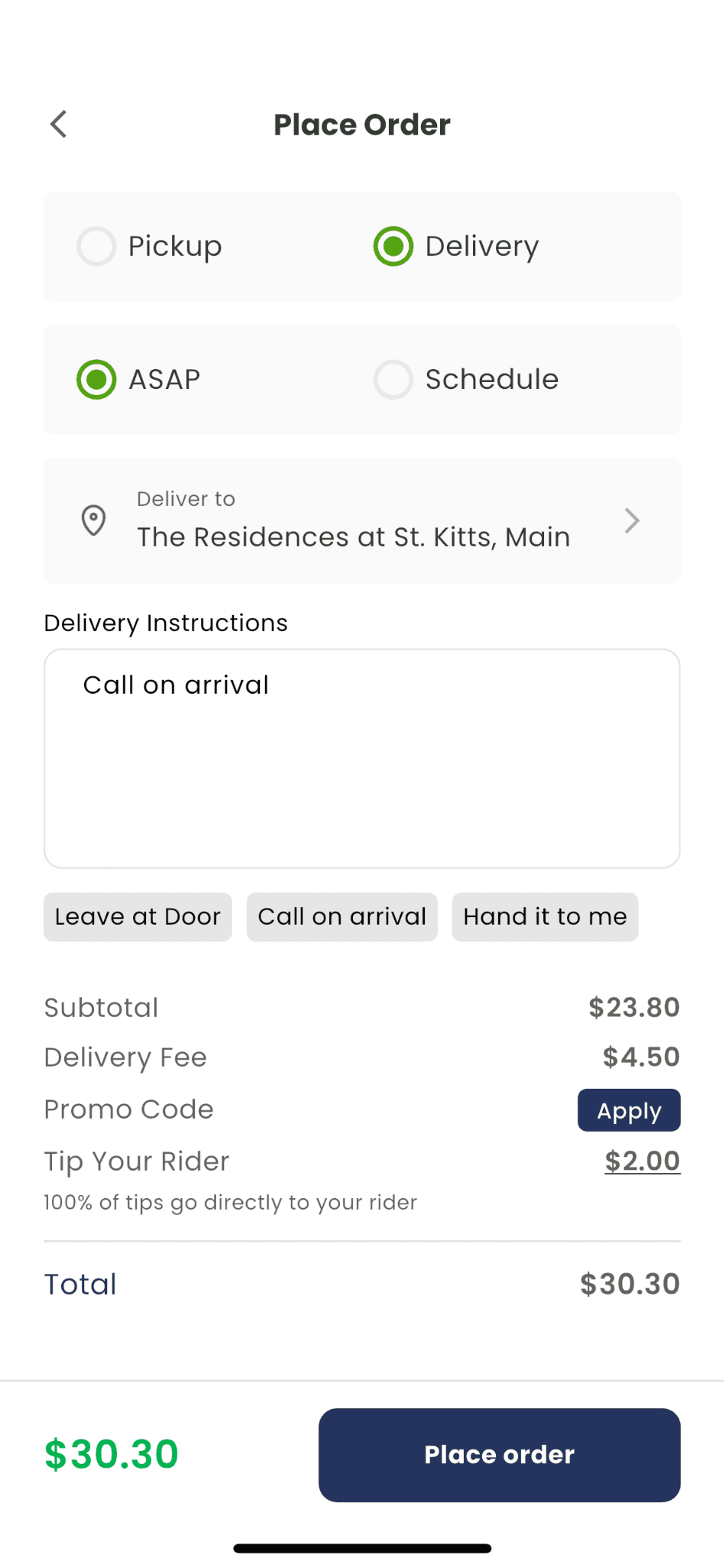 Tote’s mobile ordering interface showing a checkout flow.